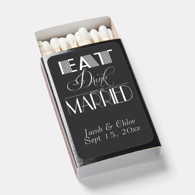 Art Deco Eat Drink be Married Matchboxes (Front Open)