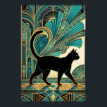 Art Deco Egyptian Black Cat Wall Art<br><div class="desc">This regal art deco design presents a black cat seated on an ornate throne, inspired by Egyptian motifs and framed with glowing gold arches and teal geometric details. The warm halo lighting and intricate patterns evoke the glamour of the 1920s with a mythic twist. Perfect for cat lovers, occult‑style decor...</div>
