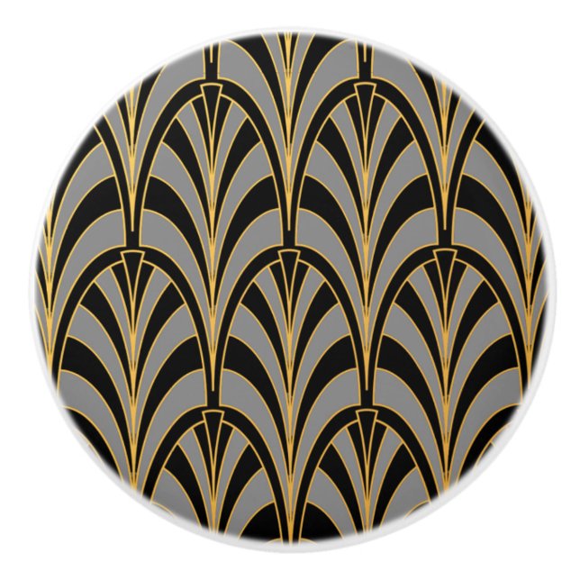 Art Deco Egyptian fan style Ceramic Knob (Front)