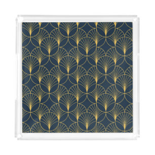 Art Deco Elegance: Fan Motifs Acrylic Tray