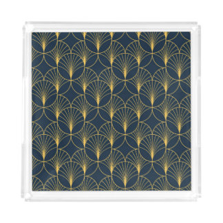 Art Deco Elegance: Fan Motifs Acrylic Tray