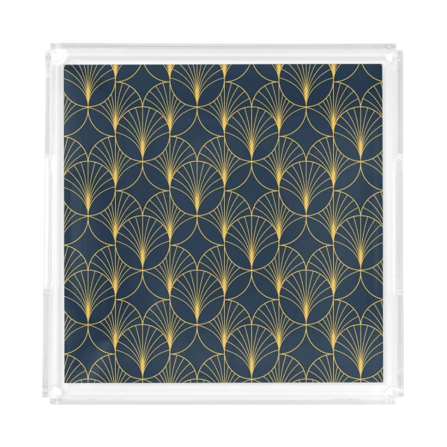 Art Deco Elegance: Fan Motifs Acrylic Tray (Front)