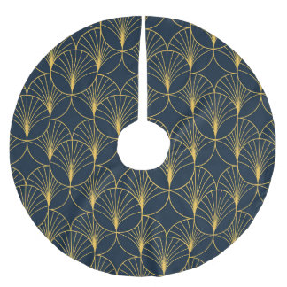 Art Deco Elegance: Fan Motifs Brushed Polyester Tree Skirt