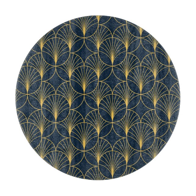 Art Deco Elegance: Fan Motifs Cutting Board (Front)