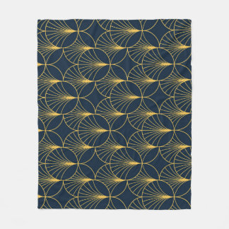 Art Deco Elegance: Fan Motifs Fleece Blanket