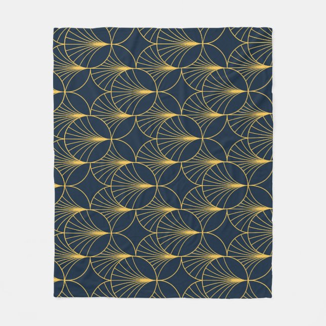 Art Deco Elegance: Fan Motifs Fleece Blanket (Front)