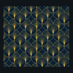 Art Deco Elegance: Fan Motifs Poster<br><div class="desc">Vintage elegant Art Deco style seamless pattern with fan shape golden motifs on dark blue background. Geometric abstract texture Vintage pattern. Embrace the Native American style with this intricate illustration. Vintage Elegance in Native American Style. deco, pattern, seamless, circle, motif, palm, fan, golden, leaf, background, geometric, gold, illustration, floral, texture,...</div>