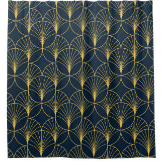 Art Deco Elegance: Fan Motifs Shower Curtain