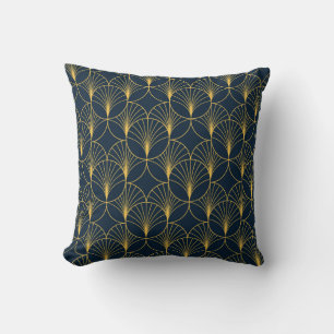 Art Deco Elegance: Fan Motifs Throw Pillow