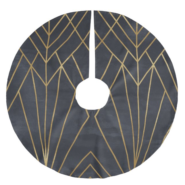 Art Deco Elegance: Geometric Glamour Brushed Polyester Tree Skirt (Front)
