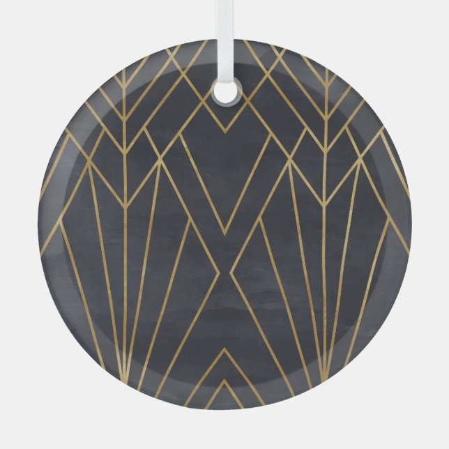 Art Deco Elegance: Geometric Glamour Glass Ornament (Front)