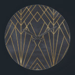 Art Deco Elegance: Geometric Glamour Large Clock<br><div class="desc">Seamless geometric pattern on paper texture. Art Deco background Art Deco vibes in a subtle geometric pattern. Classic and elegant! Art Deco elegance, a fine pattern for a classic touch. art, geometric, background, gold, seamless, decor, classic, dark, ornament, modern, golden, illustration, texture, retro, line, blue, decoration, wrapping paper, elegant pattern,...</div>