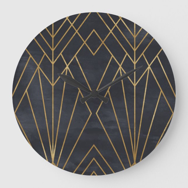 Art Deco Elegance: Geometric Glamour Large Clock (Front)