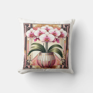 Art Deco Elegance Orchid Throw Pillow