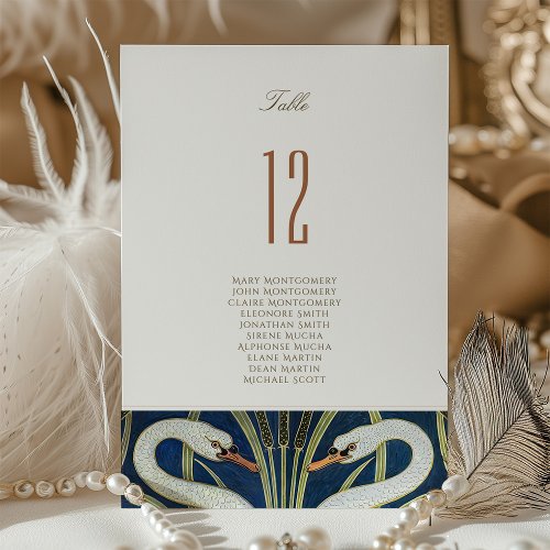 Art Deco Elegance Swan Table Number Card