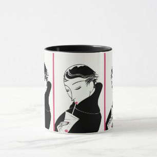 Art Deco Elegance: Vintage Woman with Cocktail Mug