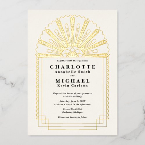 Art Deco elegance wedding invitation Foil Invitation