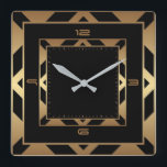 Art Deco elegant black and gold Square Wall Clock<br><div class="desc">Great clock design. You will love it like others. Be free to use this design for other product you like or to customize and add your text. Follow me for more. Thank you. Have a nice day.</div>