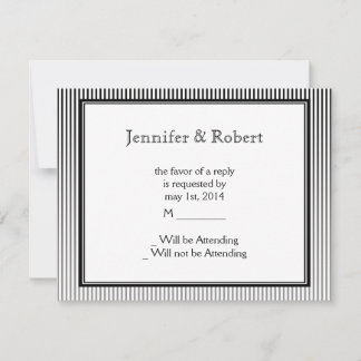 Art Deco Elegant Black and White Stripe RSVP Card