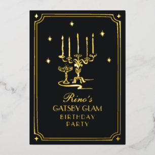 Art Deco Elegant Black Gold 20s Classic Foil Invitation