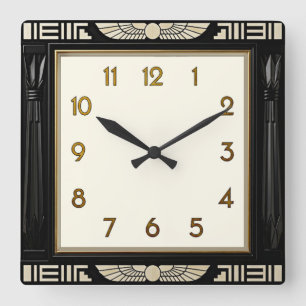 Art Deco Elegant Black Square Wall Clock