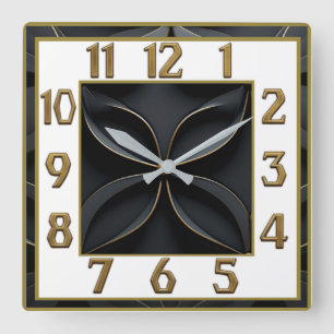 Art Deco Elegant Black Square Wall Clock