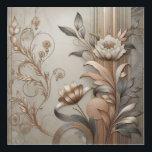 Art Deco: Elegant Botanicals and Geometric Luxury<br><div class="desc">This digital art features an elegant,  textured design with stylized floral and botanical motifs in shades of gold and silver,  accented with subtle geometrical patterns and rich metallic tones,  exuding a modern,  yet timeless luxury.</div>