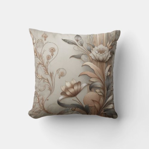 Art Deco Elegant Botanicals and Geometric Luxury Throw Pillow
