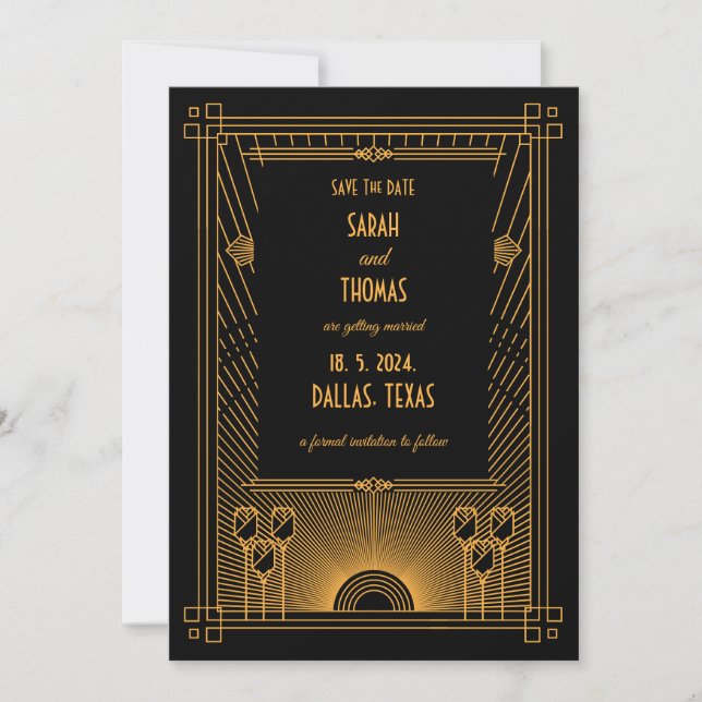 Art Deco Elegant Classic Wedding Save The Date (Front)