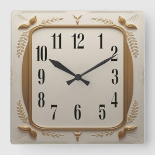 Art Deco Elegant Gold Square Wall Clock