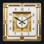 Art Deco elegant Gold Square Wall Clock<br><div class="desc">Great clock design. You will love it like others. Be free to use this design for other product you like or to customize and add your text. Follow me for more. Thank you. Have a nice day.</div>