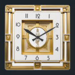 Art Deco elegant Gold Square Wall Clock<br><div class="desc">Great clock design. You will love it like others. Be free to use this design for other product you like or to customize and add your text. Follow me for more. Thank you. Have a nice day.</div>