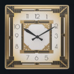 Art Deco Elegant Gold Square Wall Clock<br><div class="desc">Great clock design. You will love it like others. Be free to use this design for other product you like or to customize and add your text. Follow me for more. Thank you. Have a nice day.</div>