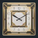 Art Deco Elegant Gold Square Wall Clock<br><div class="desc">Great clock design. You will love it like others. Be free to use this design for other product you like or to customize and add your text. Follow me for more. Thank you. Have a nice day.</div>
