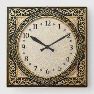 Art Deco Elegant Gold Square Wall Clock