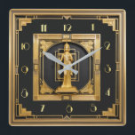 Art Deco Elegant Gold Square Wall Clock<br><div class="desc">Great clock design. You will love it like others. Be free to use this design for other product you like or to customize and add your text. Follow me for more. Thank you. Have a nice day.</div>
