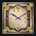 Art Deco Elegant Gold Square Wall Clock<br><div class="desc">Great clock design. You will love it like others. Be free to use this design for other product you like or to customize and add your text. Follow me for more. Thank you. Have a nice day.</div>