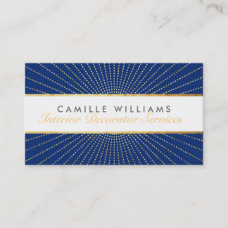 ART DECO elegant gold sunburst pattern navy blue Business Card