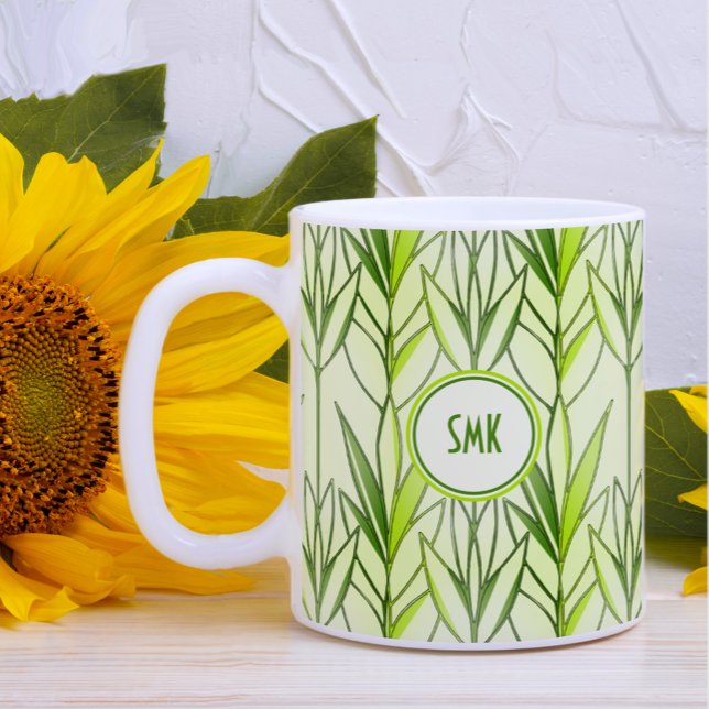 Art Deco Elegant Leaves Green Leafy Floral Pattern Coffee Mug (Creator Uploaded)