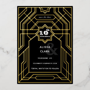 Art Deco Elegant Save The Date Foil Invitation