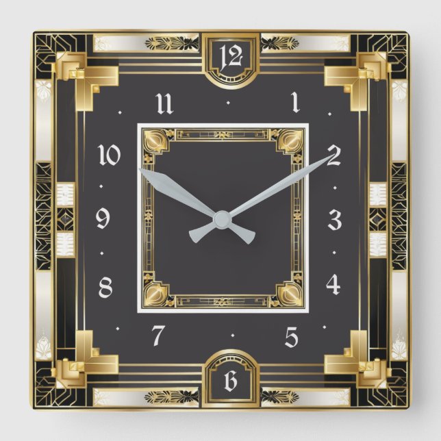 Art deco Elegant Square Wall Clock (Front)