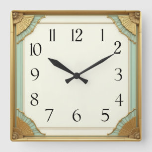 Art Deco Elegant Square Wall Clock