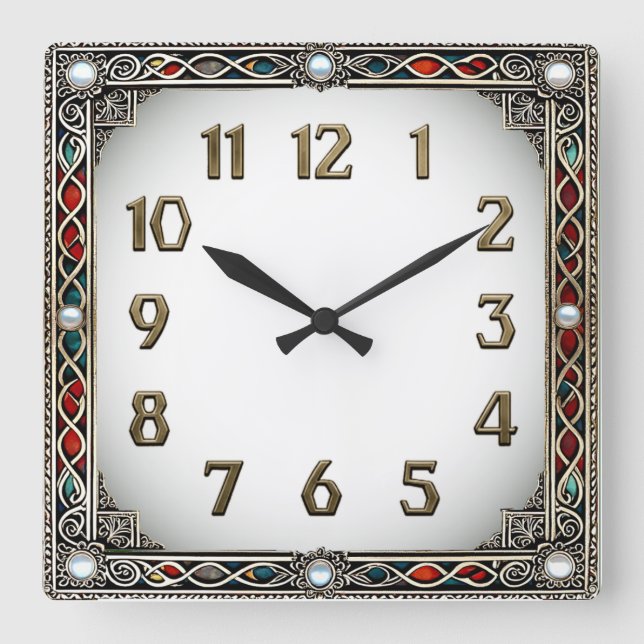 Art Deco Elegant Square Wall Clock (Front)