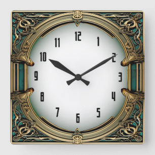 Art Deco Elegant Square Wall Clock