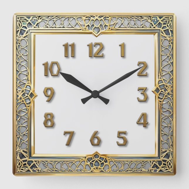 Art Deco Elegant Square Wall Clock (Front)