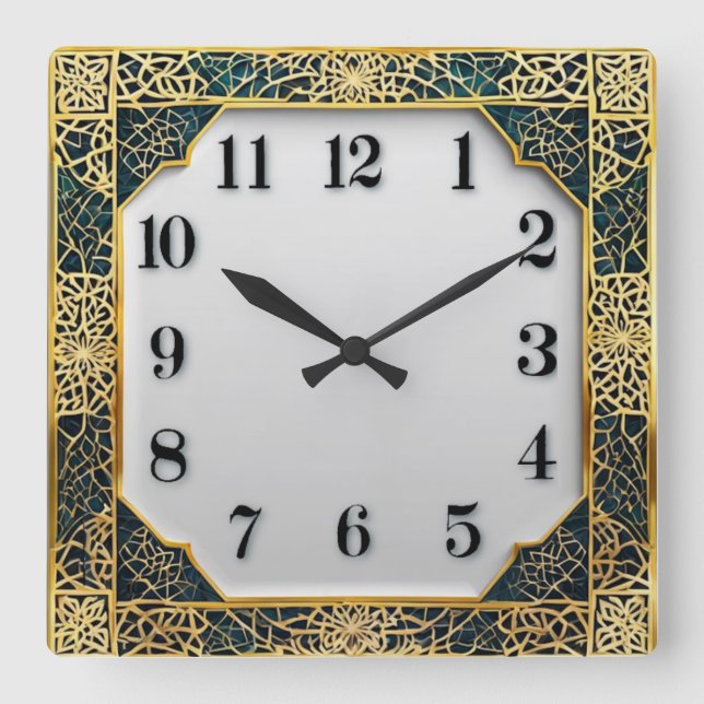Art Deco Elegant Square Wall Clock (Front)
