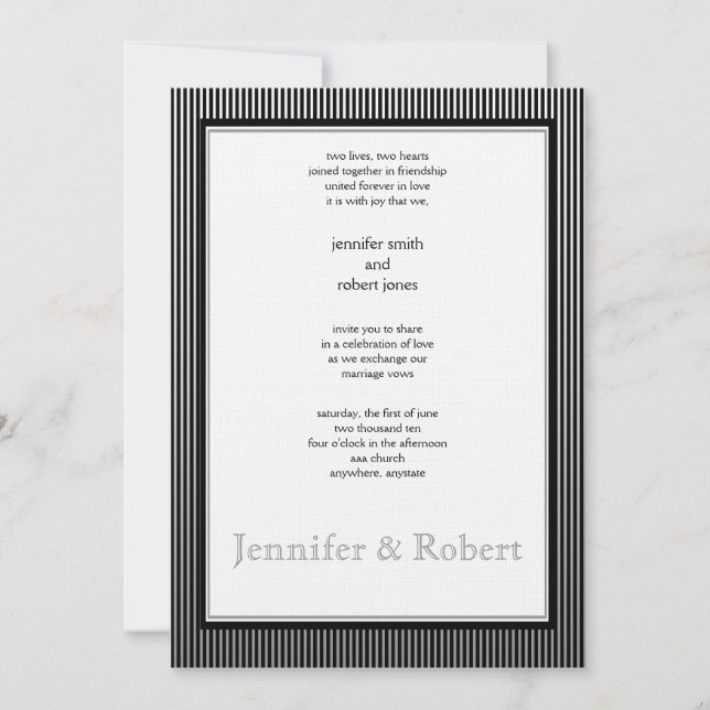 Art Deco Elegant Stripe Wedding Invitation (Front)
