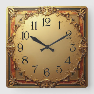 Art Deco Elegant Style Square Wall Clock