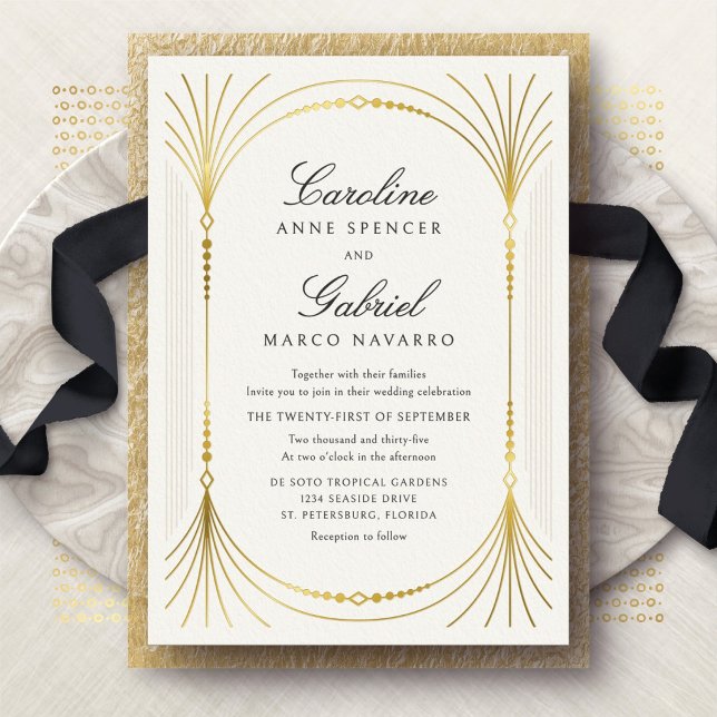 Art Deco Elegant Wedding Foil Invitation (Creator Uploaded)