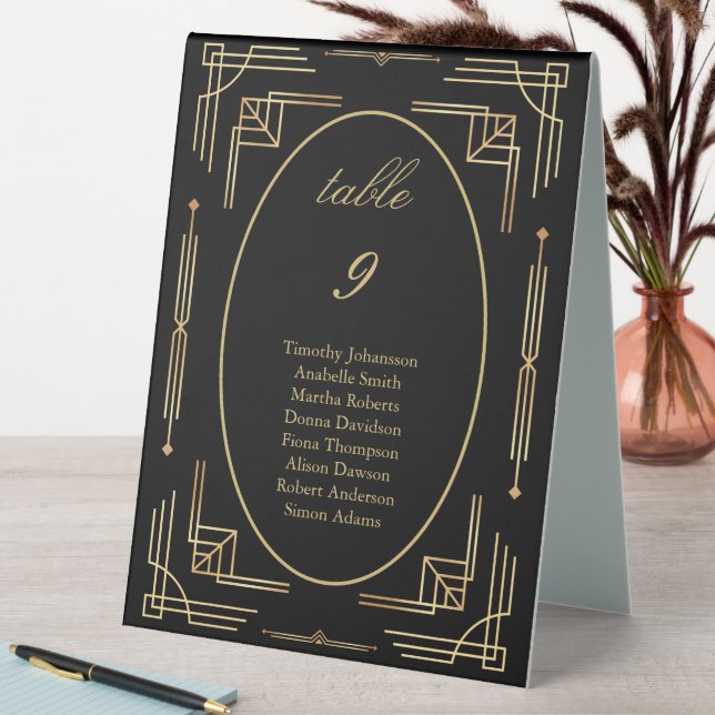 Art Deco Elegant Wedding Tent Table Sign (In SItu (Table))
